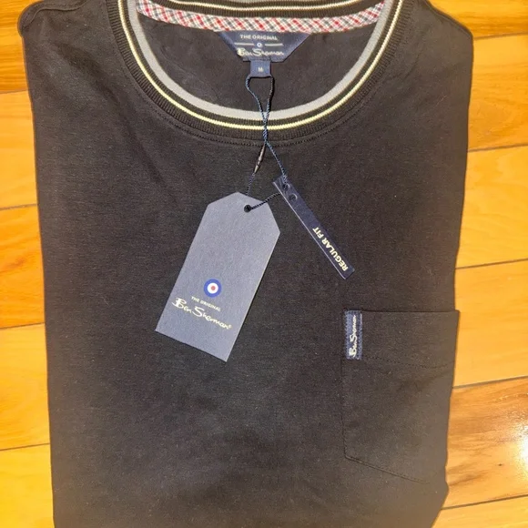 Ben Sherman Men’s Black T-Shirt | Medium | New With Tags | Dressy Tee - Picture 4 of 8